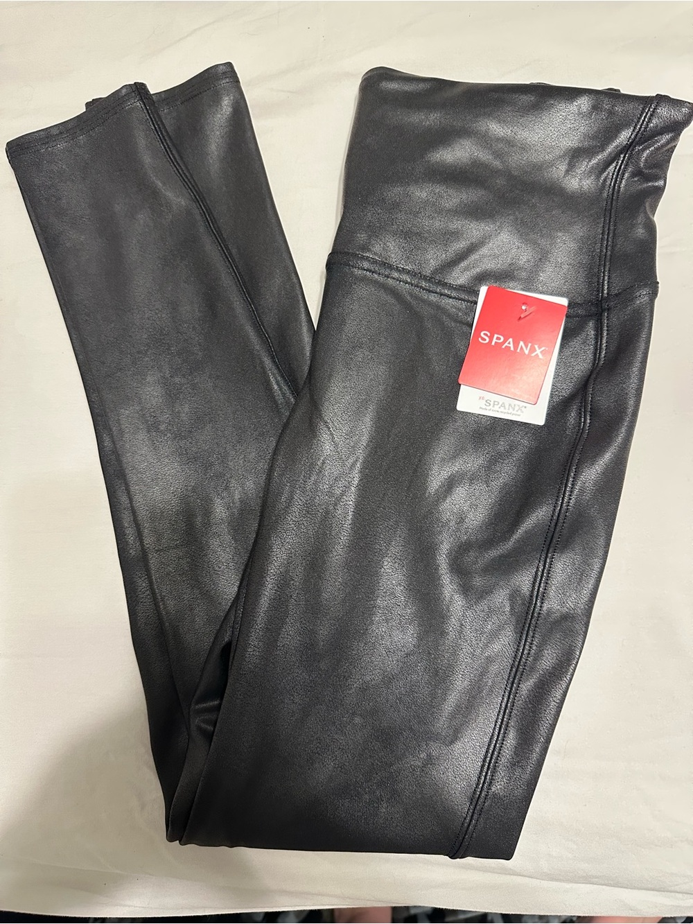 SPANX Black Faux Leather-Look High-Waist Leggings